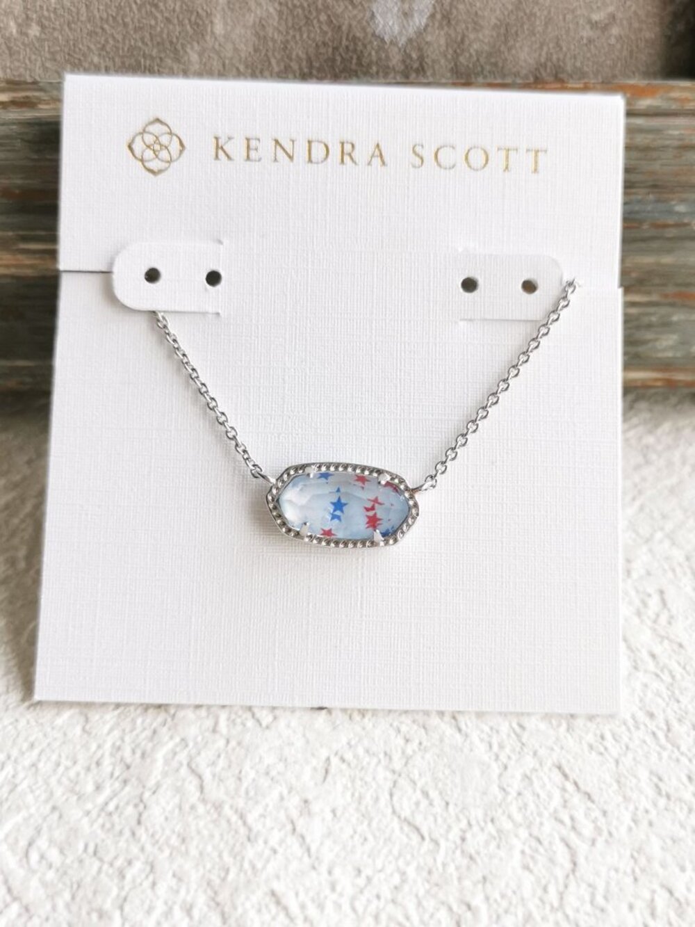 Kendra Scott ❤️ Elisa Silver Red White Blue Star Necklace